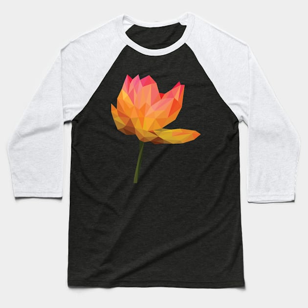 Low Poly Water Lily Flower Baseball T-Shirt by DigitalShards